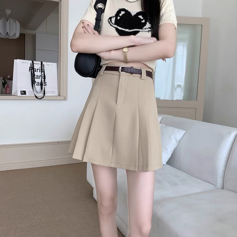 Chân Váy Xếp Ly Kèm Thắt Lưng