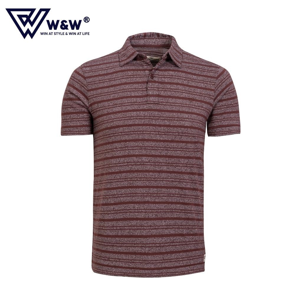 Áo Polo Nam W&amp;W Dáng Regular Fit - Cổ Bẻ Ngắn Tay Hoạ Tiết Kẻ Chất Liệu Thoáng Mát, Thấm Hút Tốt POLO0