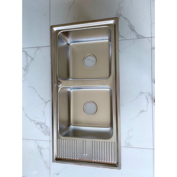 chậu rửa bát inox đôi có bàn kích thước 92*45*22