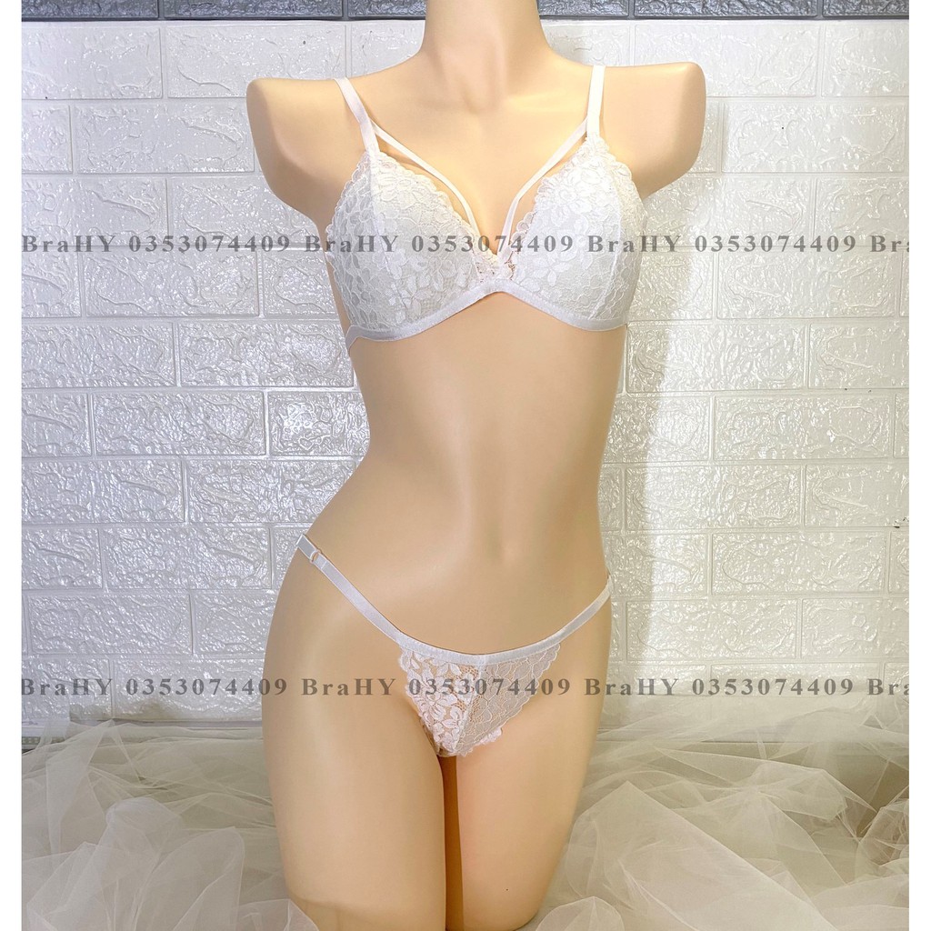 Bộ đồ lót bralette trắng có dây ôm ngực mút mỏng BRAHY 111