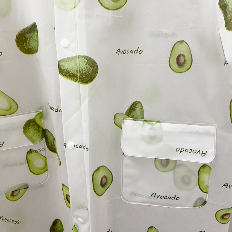 Áo Mưa EVA Dày Dặn In Họa Tiết Trái Bơ Dễ Thương Kèm Túi Đựng Tiện Dụng Cho Hoạt Động Ngoài Trời