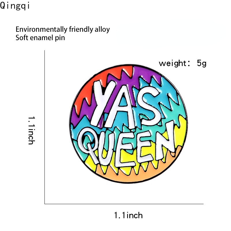 Ghim cài áo tráng men MISS ZOE in chữ Yas Queen nhiều màu sắc độc đáo