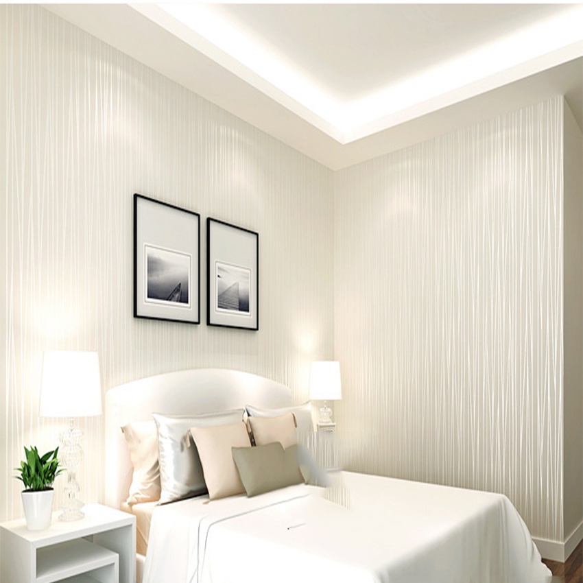 Giấy dán tường trắng nhám nổi giá bán 1m x 45cm, giấy dán tường vân nổi có keo sẵn màu trắng - AZEVA