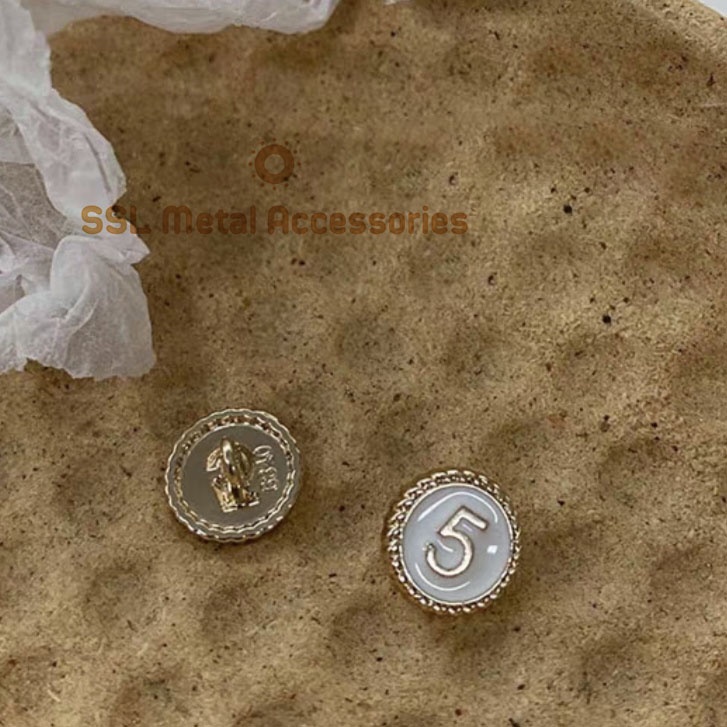 Cúc áo kim loại thời trang mới hình tròn số 5 dành cho áo vest, áo dạ, váy đầm thiết kế YS-645  11.5mm