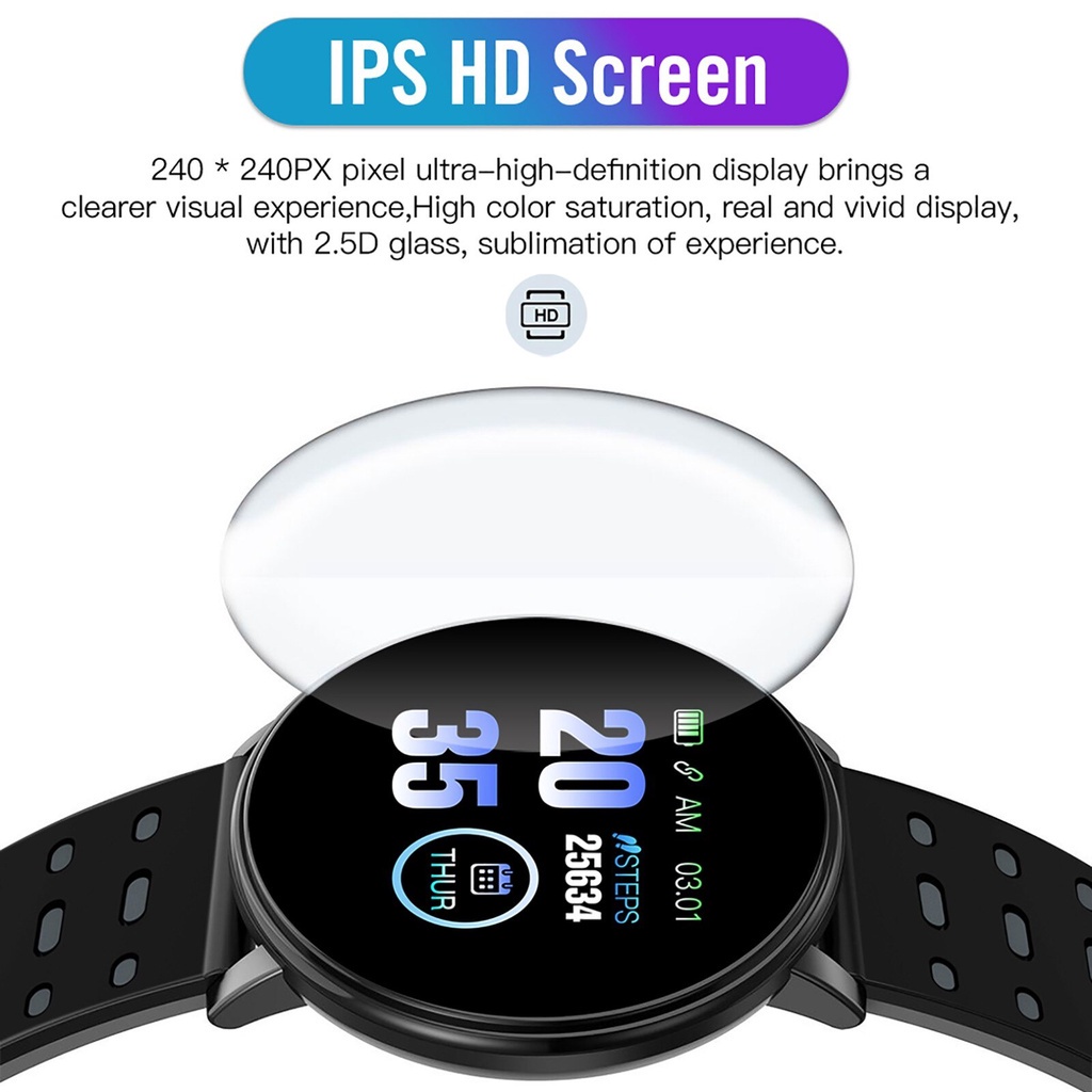 Đồng Hồ Thông Minh 119S Chống Thấm Nước IPX67 Bằng Silicon Đa Chế Độ Phát Hiện Giấc Ngủ Cho Người Lớn