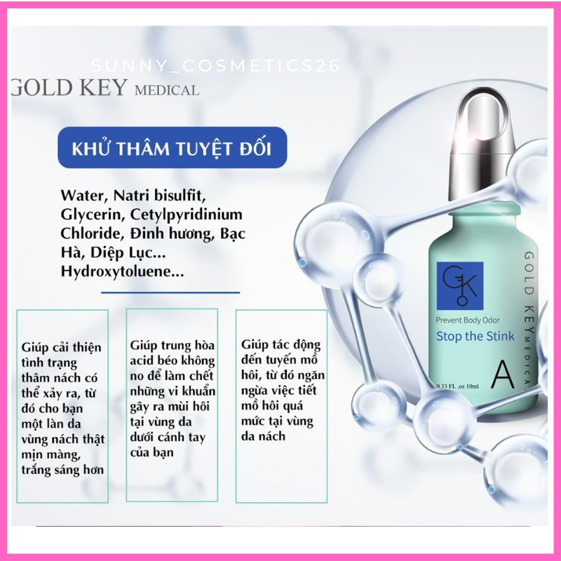 Tinh chất khử mùi hôi nách ngăn mùi cơ thể GOLD KEY STOP THE STINK 10ml