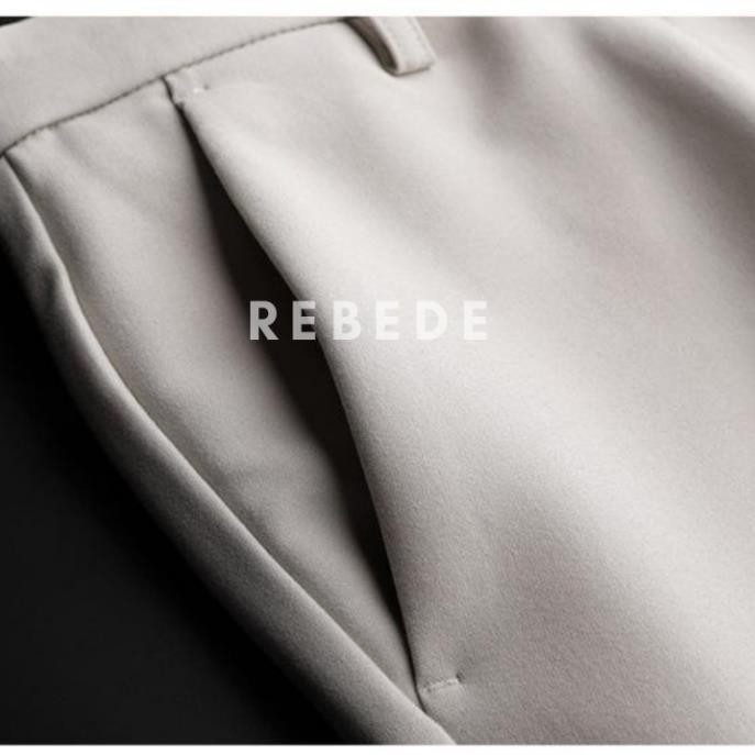 Quần tây nam đẹp màu trắng kem, vải Tuyết hàn co giãn cao cấp ống suông đứng Rebede | BigBuy360 - bigbuy360.vn