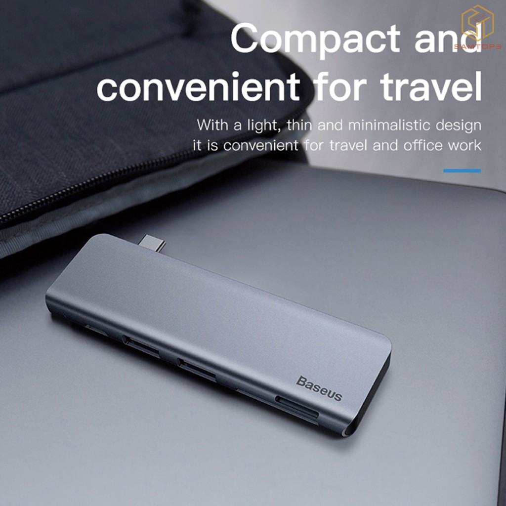 Hub usb Baseus đọc thẻ SD/TF hỗ trợ chuyển đổi cổng sạc Type C tiện dụng