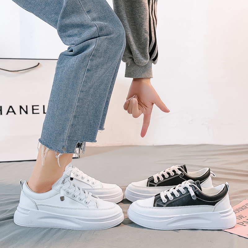Giày Da Nữ, Giày Sneaker Da Nữ G55 Màu Trắng Đẹp Phong Cách Thời Trang Học Sinh Sinh VIên Đi Học Đi Chơi A1