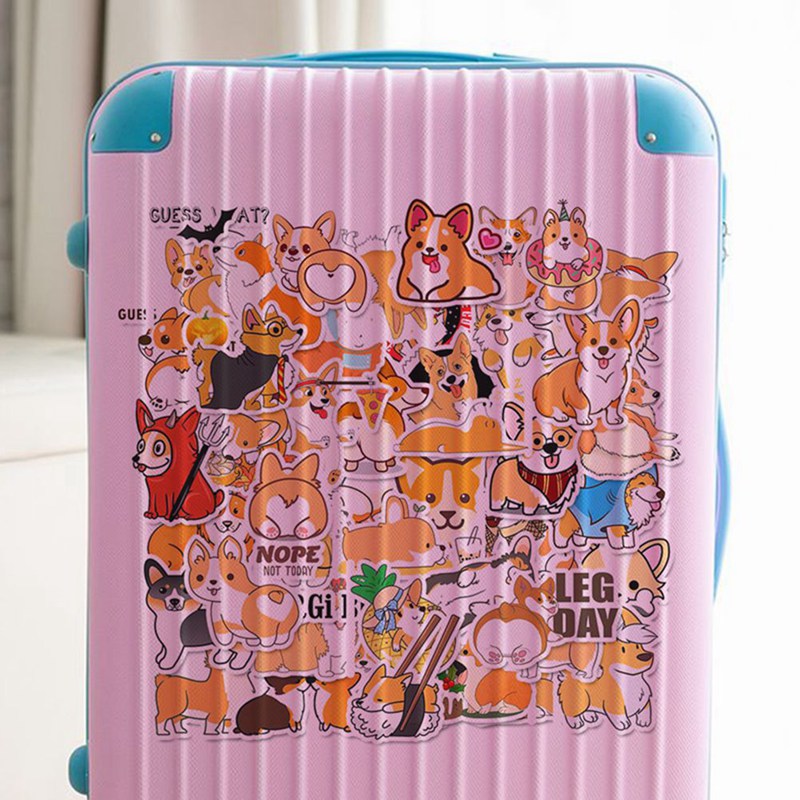 Set 50 Miếng Dán Hình Chó Corgi Dễ Thương Dùng Để Trang Trí Ô Tô / Laptop