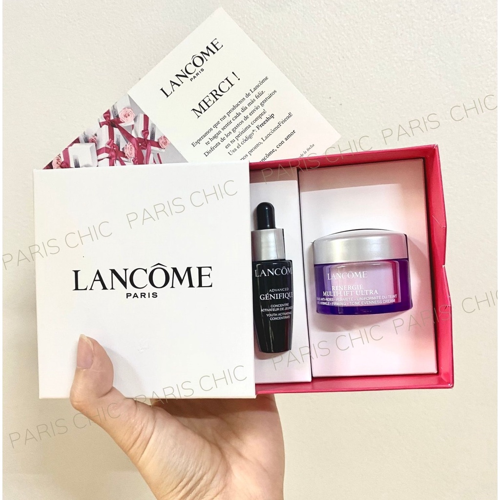 Set tinh chất trẻ hoá da Lancome Advanced Génifique 10ml và kem ngày nâng cơ chống lão hóa 15ml