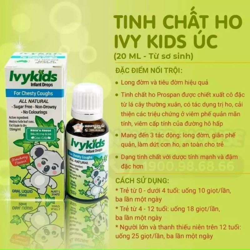 Siro long đờm giảm ho Ivy Kids 20ml