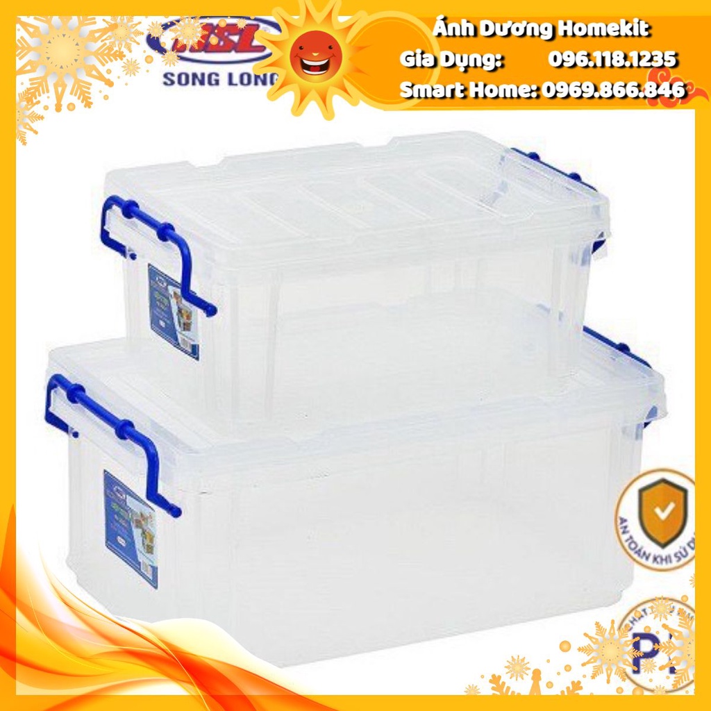 Bộ 2 hộp đựng thực phẩm nhựa có nắp cỡ to nhựa Song Long cao cấp 2222 anhduonghomekit