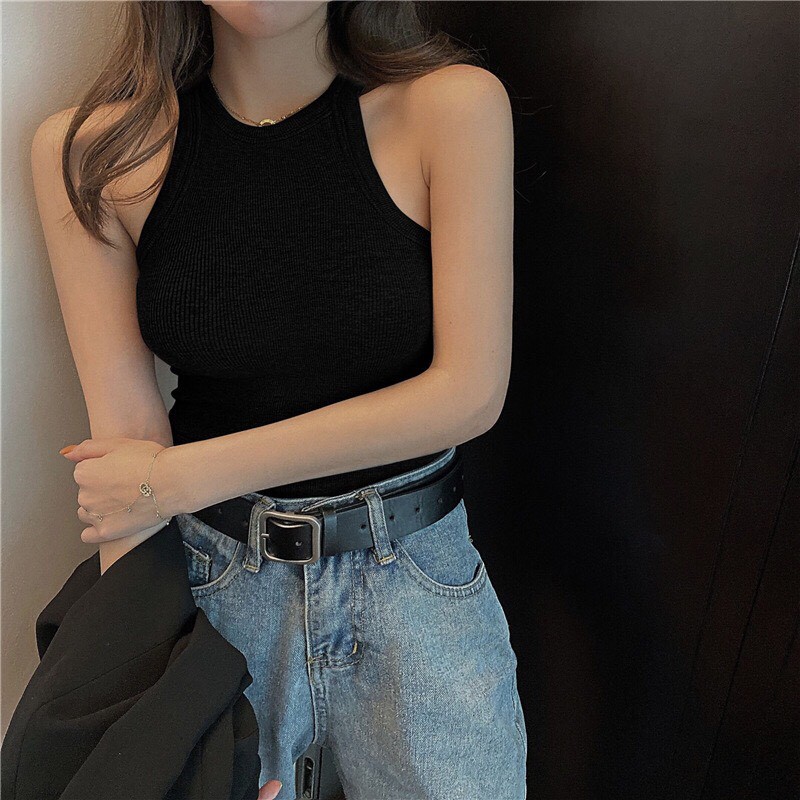 áo yếm len dệt kim phong cách Hàn Quốc