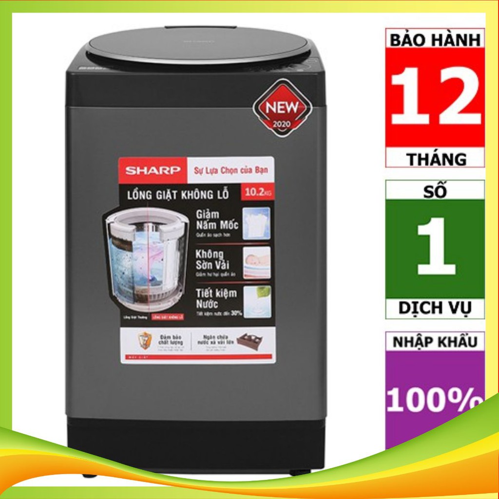 Máy giặt Sharp ES-W100PV-H, ES-W102PV-H, ES-W110HV-S (Hàng chính hãng) (Miễn phí giao tại HN-ngoài tỉnh liên hệ shop)