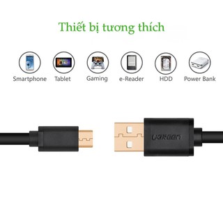 Cáp sạc MicroUSB Ugreen 1m US125 10836 (Đen)