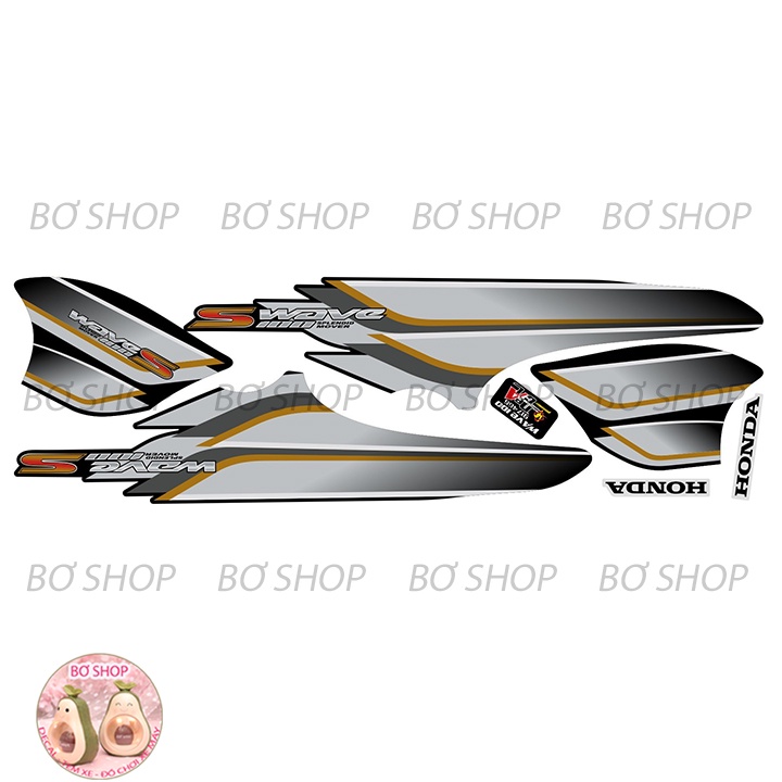 Tem rời WAVE ALPHA 100cc Mẫu Chữ S    - Tem 3 lớp chống phai màu - BƠ SHOP