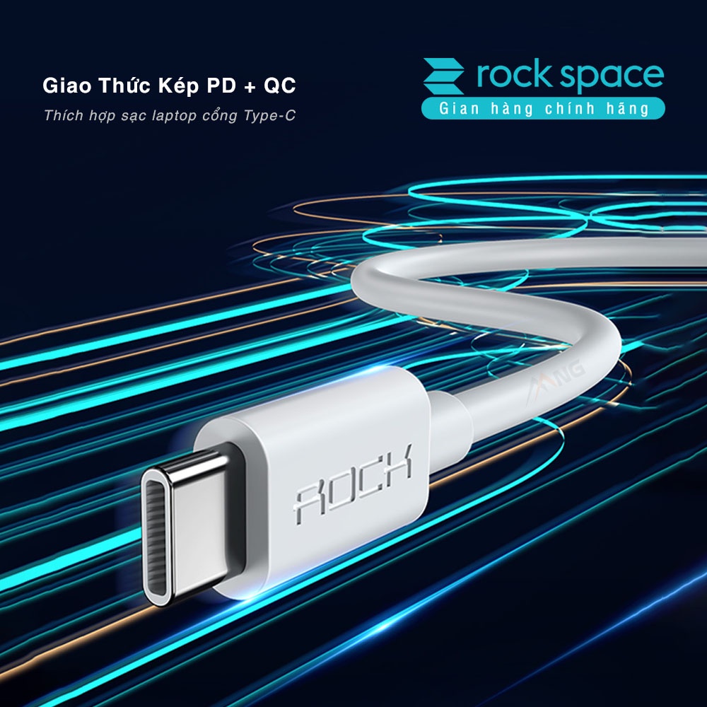 Dây cáp sạc nhanh Rockspace Z6 TypeC to TypeC, sạc nhanh chuẩn PD 3A, QC 3.0 - Hàng chính hãng bảo hành 12 tháng