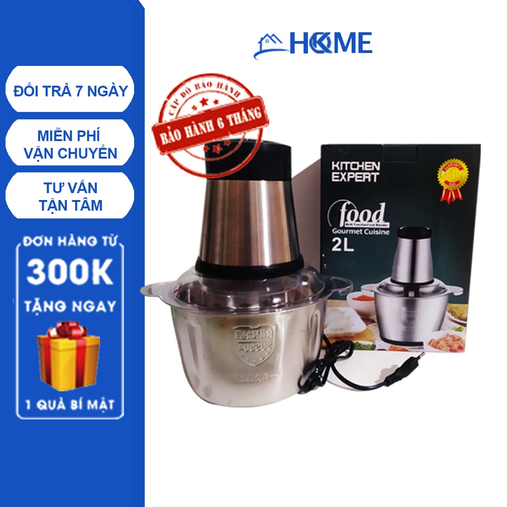 Máy xay thịt inox đa năng 2L inox 4 lưỡi dao thép không gỉ, máy xay đa năng xay sinh tố xay thịt xay ngũ cốc