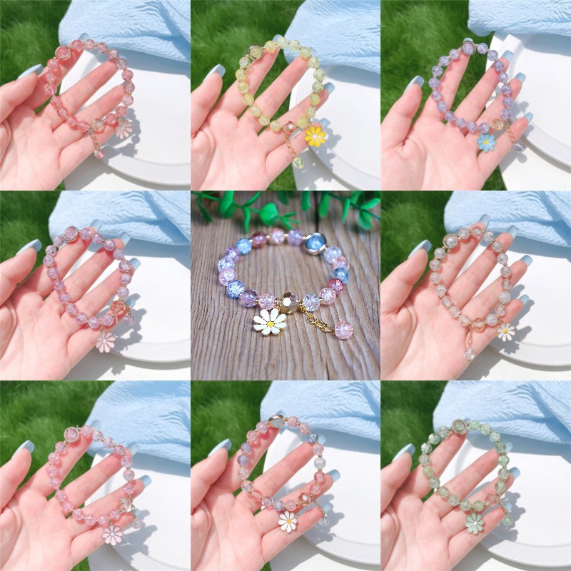 Vòng Tay Chuỗi Hạt Pha Lê Hình Hoa Hướng Dương Thời Trang Hàn Quốc Cho Nữ