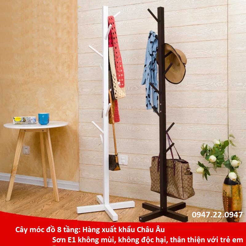 CÂY TREO ĐỒ ĐỨNG XUẤT KHẨU CAO 170CM GỖ TỰ NHIÊN SƠN E1 TIÊU CHUẨN CHÂU ÂU.