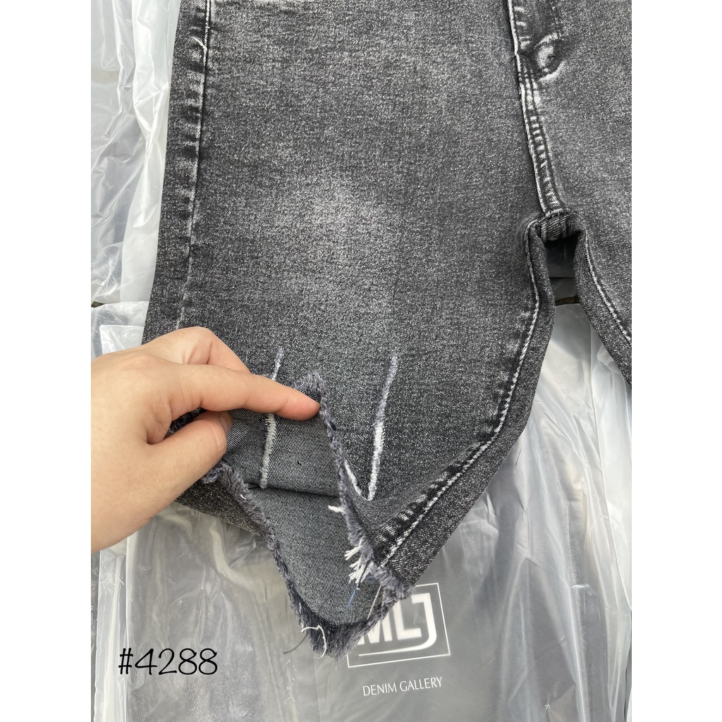 Quần jeans ngố lửng BigSize co dãn mạnh, màu xám xước, lưng cao 4288