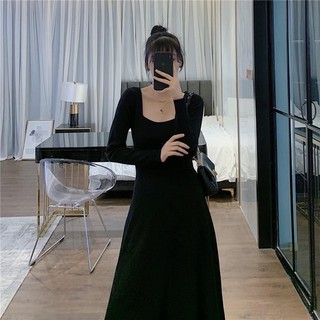 VÁY COTTON MIDI DÁNG XOÈ DÀI TAY - 2 MÀU