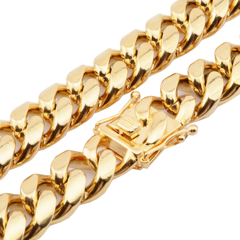 Dây chuyền nam bằng titan tinh khiết kiểu dáng khoen lật, ngang 8 li, dày 4mm mạ 18k - RF76