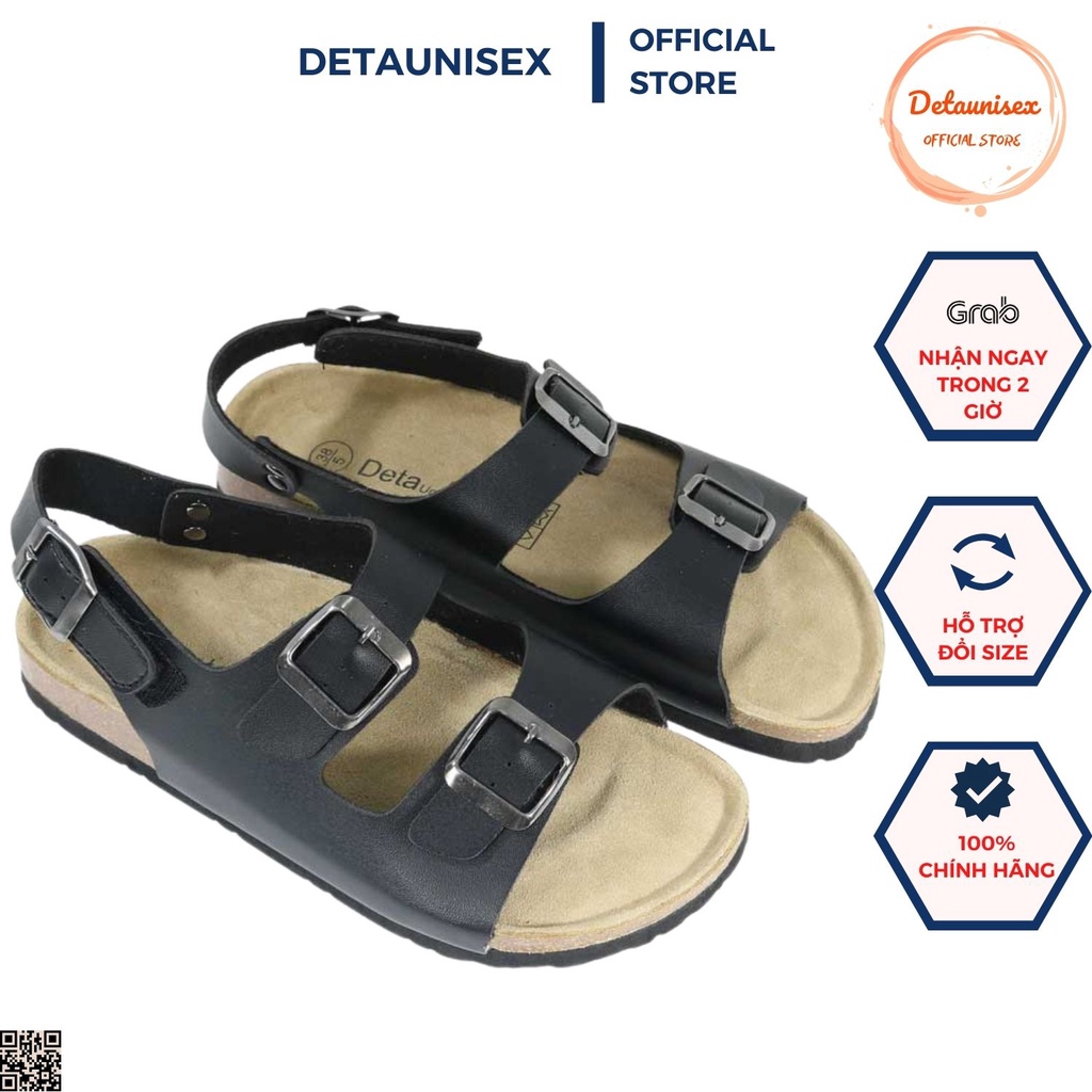 Giày Quai Ngang Nam Nữ Đế Trấu Detaunisex Mã: SATA21D Đầy Đủ Hộp Quai Dán