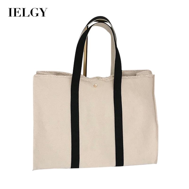 IELGY Túi Đeo Vai Vải canvas Viền Thô Phong Cách Hàn Quốc Thời Trang Cho Nữ