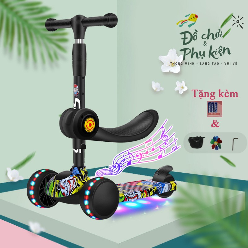 Xe trượt scooter cao cấp GRAFFITI 2 trong 1 cho bé 2-7 tuổi