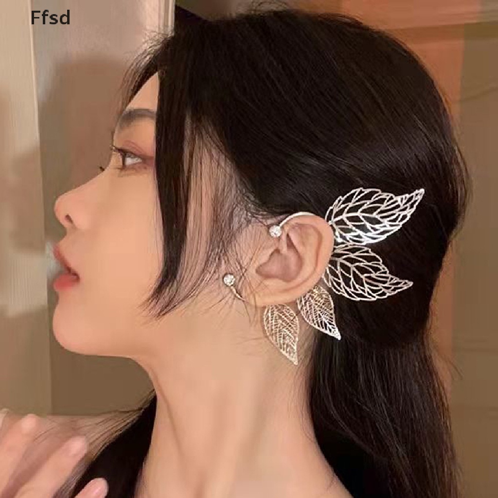 {Ffsd} 1 Khuyên Tai Lá Phong Rỗng Đính Đá Zircon Hóa Trang Tiên Nữ Sang Trọng