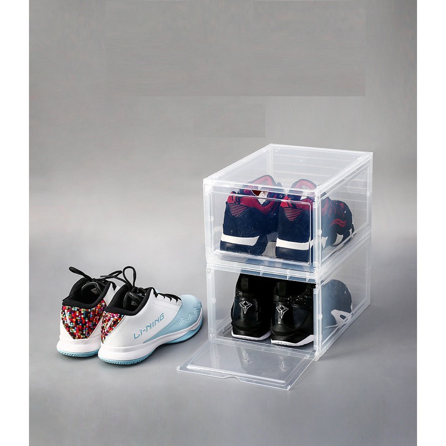Hộp Đựng Giày Nam Nữ Xịn Nhựa Cứng Cao Cấp Cửa Nam Châm, Hộp Giày Sneaker Xịn Lắp Ráp Tiện Lợi