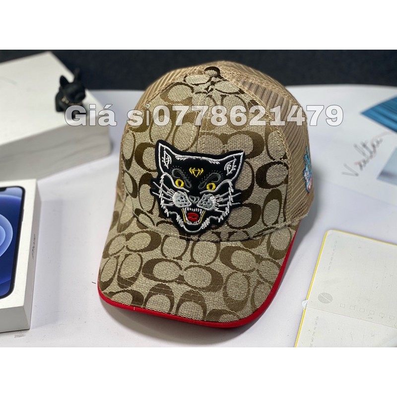 nón kết lưỡi trai vá lưới thêu mèo cực chất thời trang