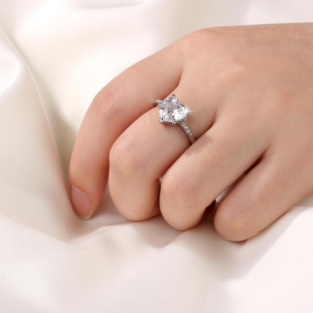 ROSE Nhẫn Đính Hôn Đính Đá Sapphire Trắng Hình Trái Tim Hàng Mới