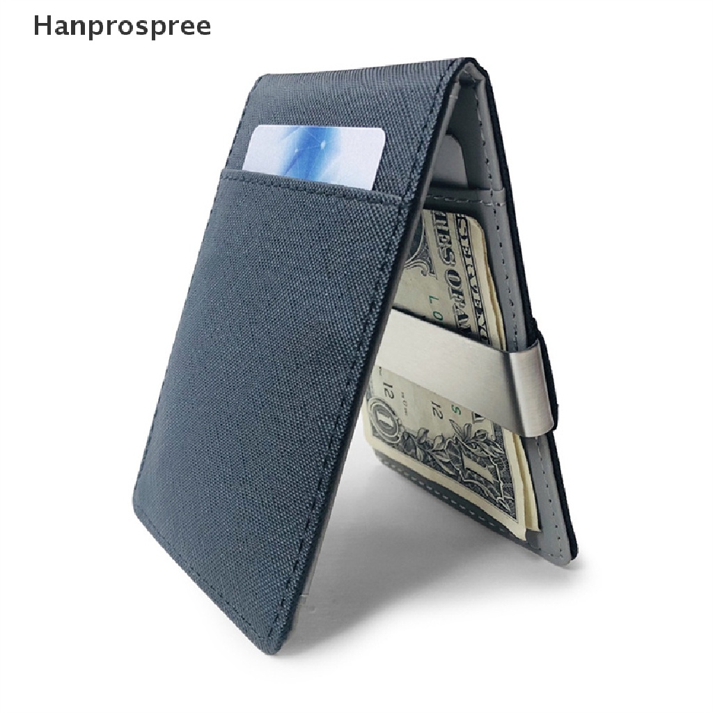 Hanprospree > Ví Da Kẹp Tiền Mỏng Màu Trơn Có Kẹp Kim Loại Giữ Thẻ Tín Dụng / Giấy Tờ Thời Trang Cho Nam