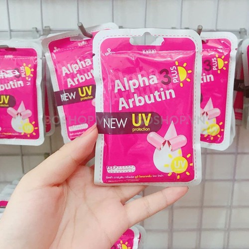 Viên Bột Kích Trắng Alpha Arbutin 3 Plus New Uv Vỉ 10 Viên Hàng Thái Lan Chính Hãng.