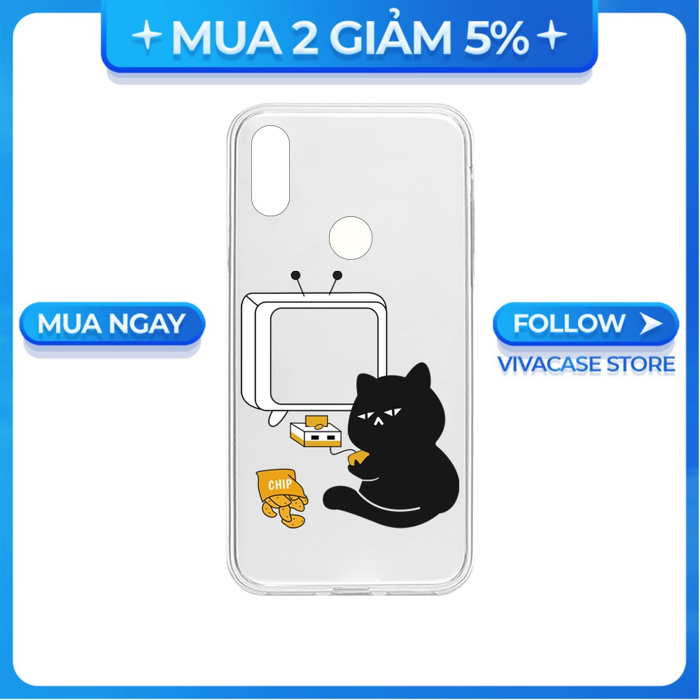 Ốp lưng Vsmart Joy 3/Joy 4/Bee 3/...dẻo trong in hình Mèo TV