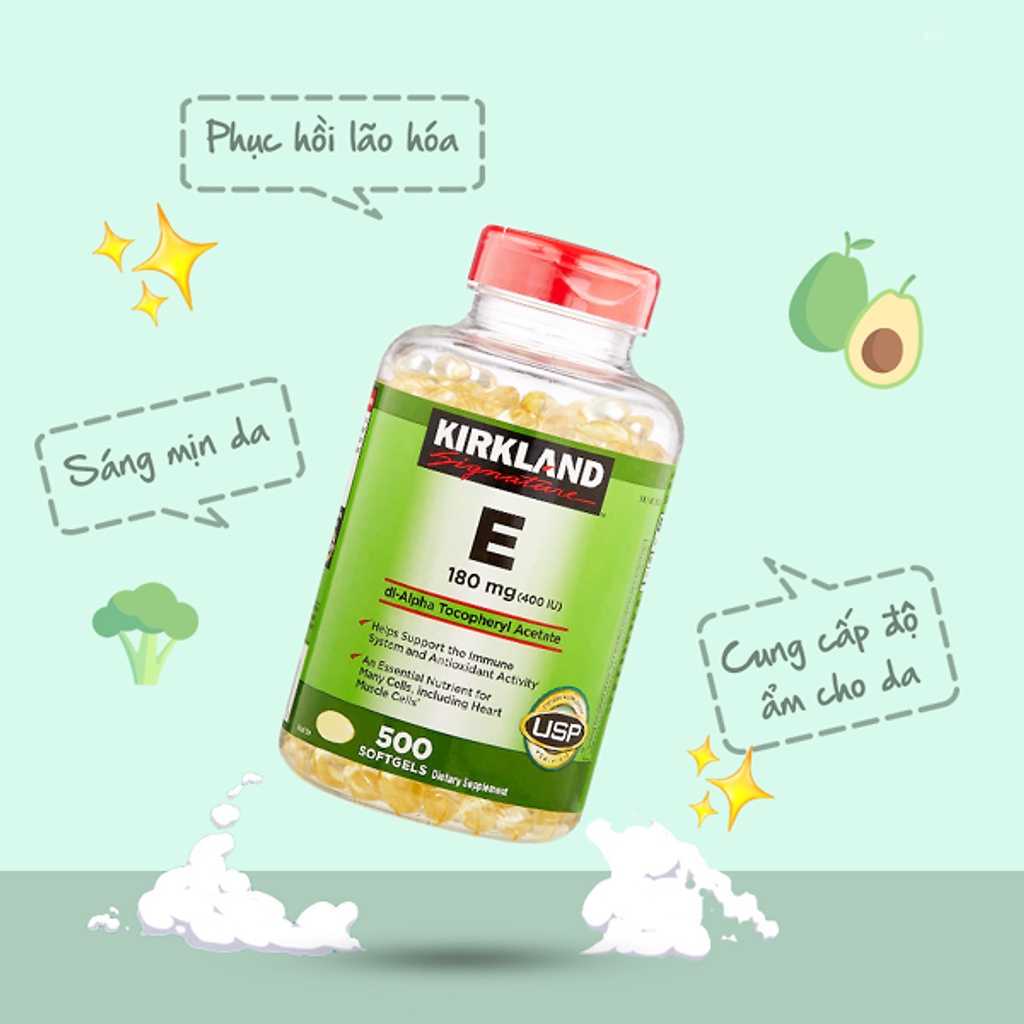 Vitamin E  400 I.U Kirkland Signature 500 Viên Của Mỹ