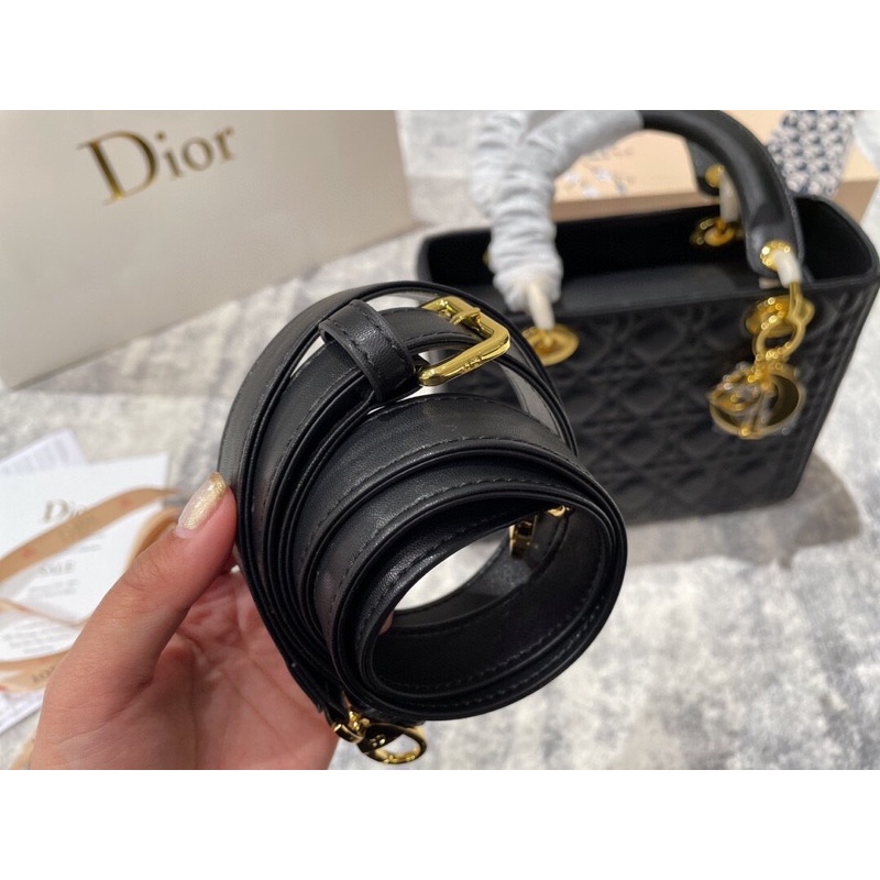 Túi xách Diỏr lady 5 ô sz 24 da bò hàng order xưởng