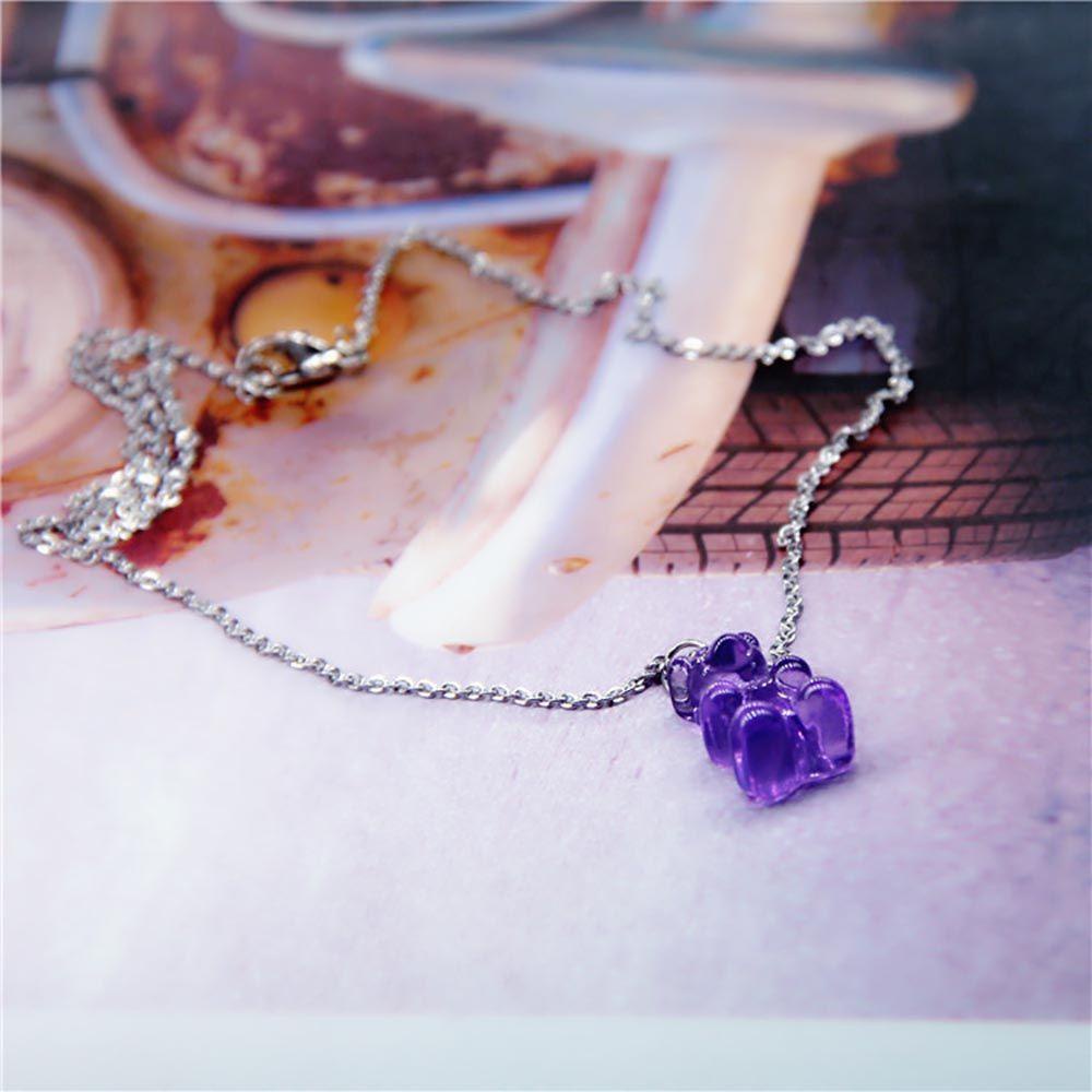 LAY Vòng Tay Mặt Hình Gấu Bằng Resin Màu Kẹo Ngọt Thời Trang Cho Nữ