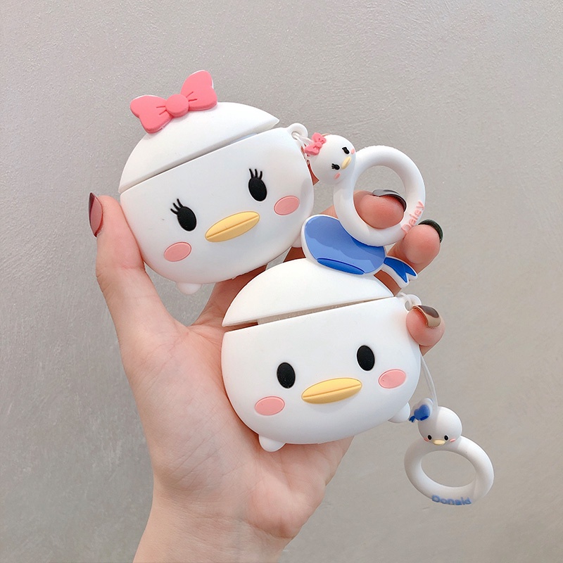 Vỏ bảo vệ hộp sạc tai nghe bằng Silicon mềm hình gấu/heo/vịt thích hợp cho Airpods 1 2 3 Pro Inpods I12 I7 I12 Pro