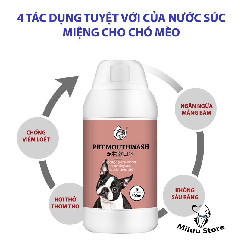 Nước súc miệng chó mèo, làm sạch khử mùi răng miệng cho thú cưng