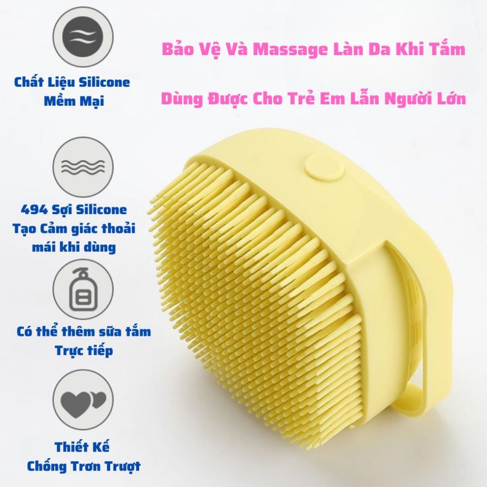 Bông tắm bàn chải silicone tiện dụng giúp tắm tạo bọt massage tẩy tế bào chết siêu sạch K178