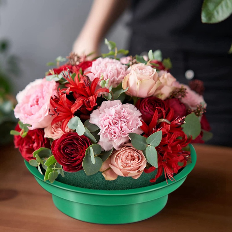 Set 16 Bông Hoa Khô Hình Tròn Bằng Xốp Màu Xanh Lá DIY