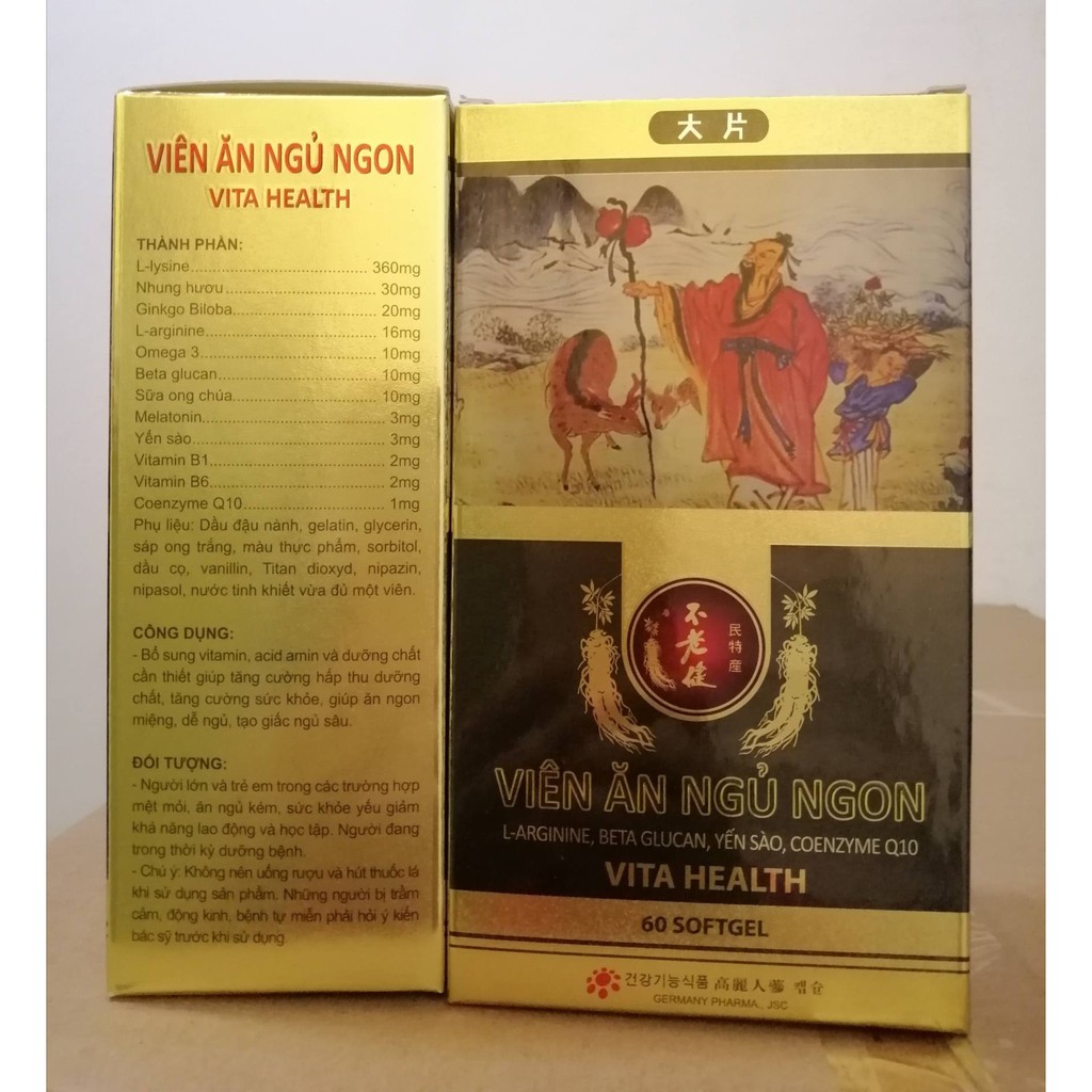 Viên ăn ngủ ngon vita health, hộp 60 viên