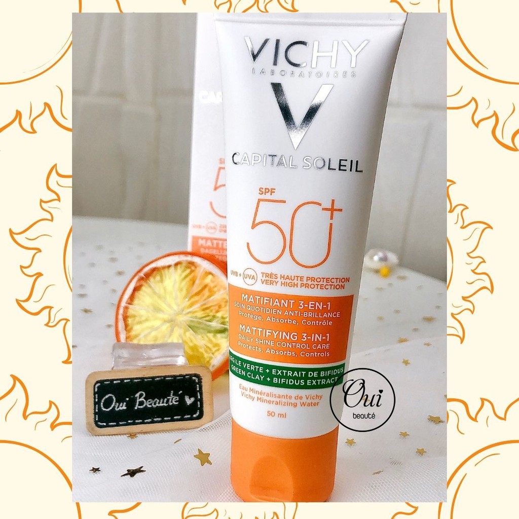 Kem chống nắng Vichy Capital Soleil SPF 50+ Matifiant 3en1 50ml, kem chống nắng kiềm dầu chống bụi mịn Ouibeaute