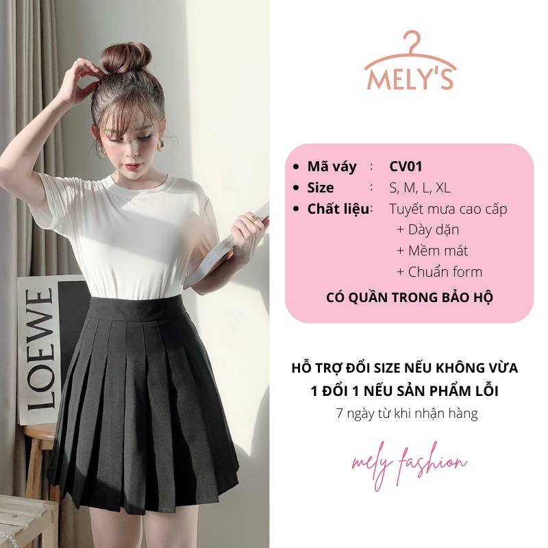 Chân váy tennis xếp ly dáng ngắn chữ A lưng cao chất vải cao cấp trẻ trung năng động có bigsize Mely Fashion CV01