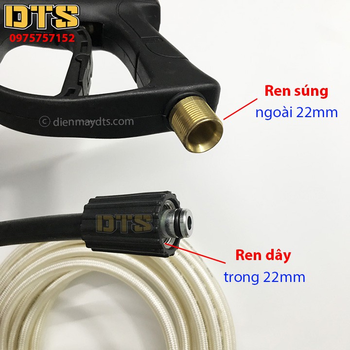 Bộ súng xịt DTS2 Ren ngoài 22mm và bình tạo bọt tuyết cho máy rửa xe áp lực cao, máy xịt rửa cao áp, máy rửa xe