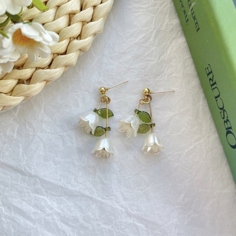 Bông Tai Mạ Bạc 925 Dạng Kẹp Họa Tiết Hoa Lily Đơn Giản Thời Trang Mùa Hè Phong Cách Retro